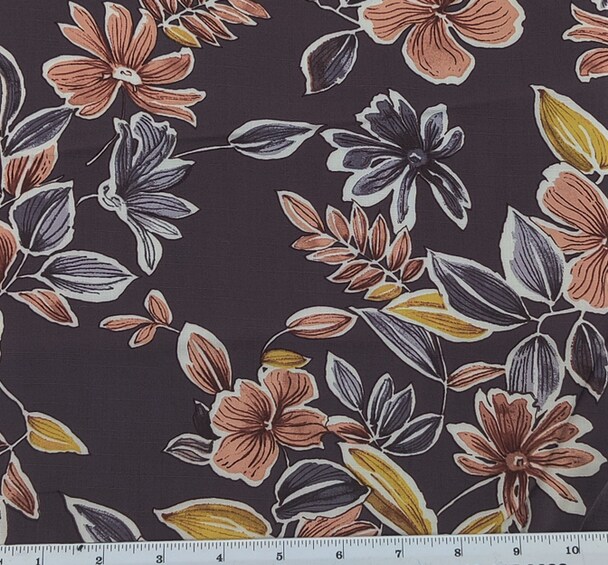 1 Yard Blue Grape Rayon Slub Apparel Fabric 55/56&#x22; Wide Soft Textured Weave