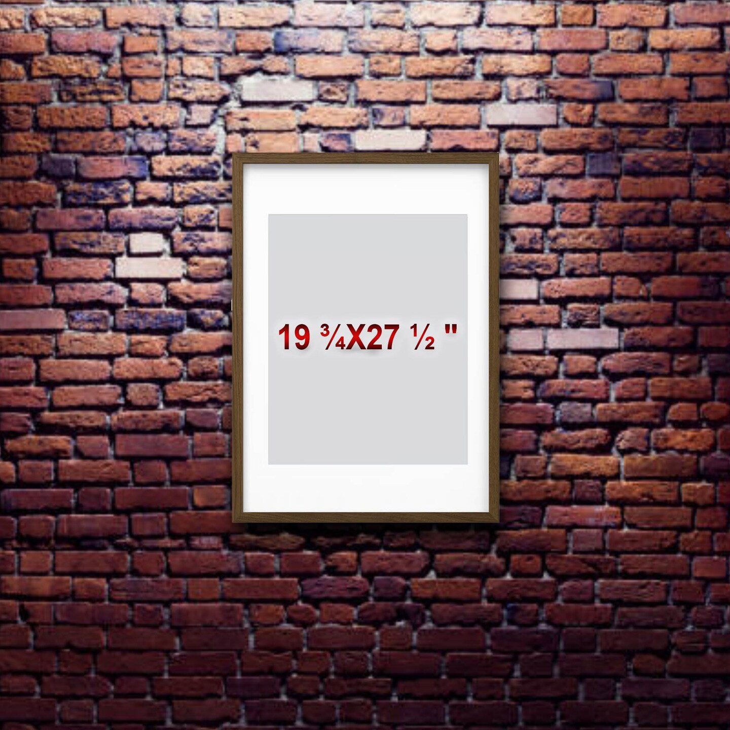 Walnut Effect Frame with Mount, 19¾x27½" – Hang Horizontally or Vertically No-Nail Hanging!