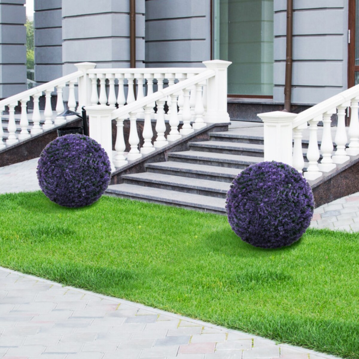 Purple Topiary Balls Set of 2, UV-Resistant Decorative Spheres