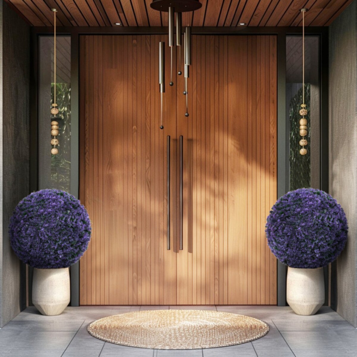 Purple Topiary Balls Set of 2, UV-Resistant Decorative Spheres