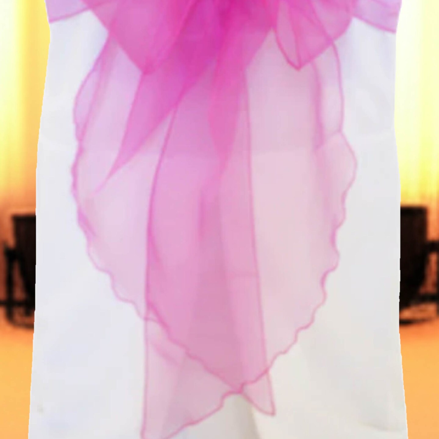 10 Pieces Angle End Organza Chair Sashes 12 by 116 inches Magenta or Azalea