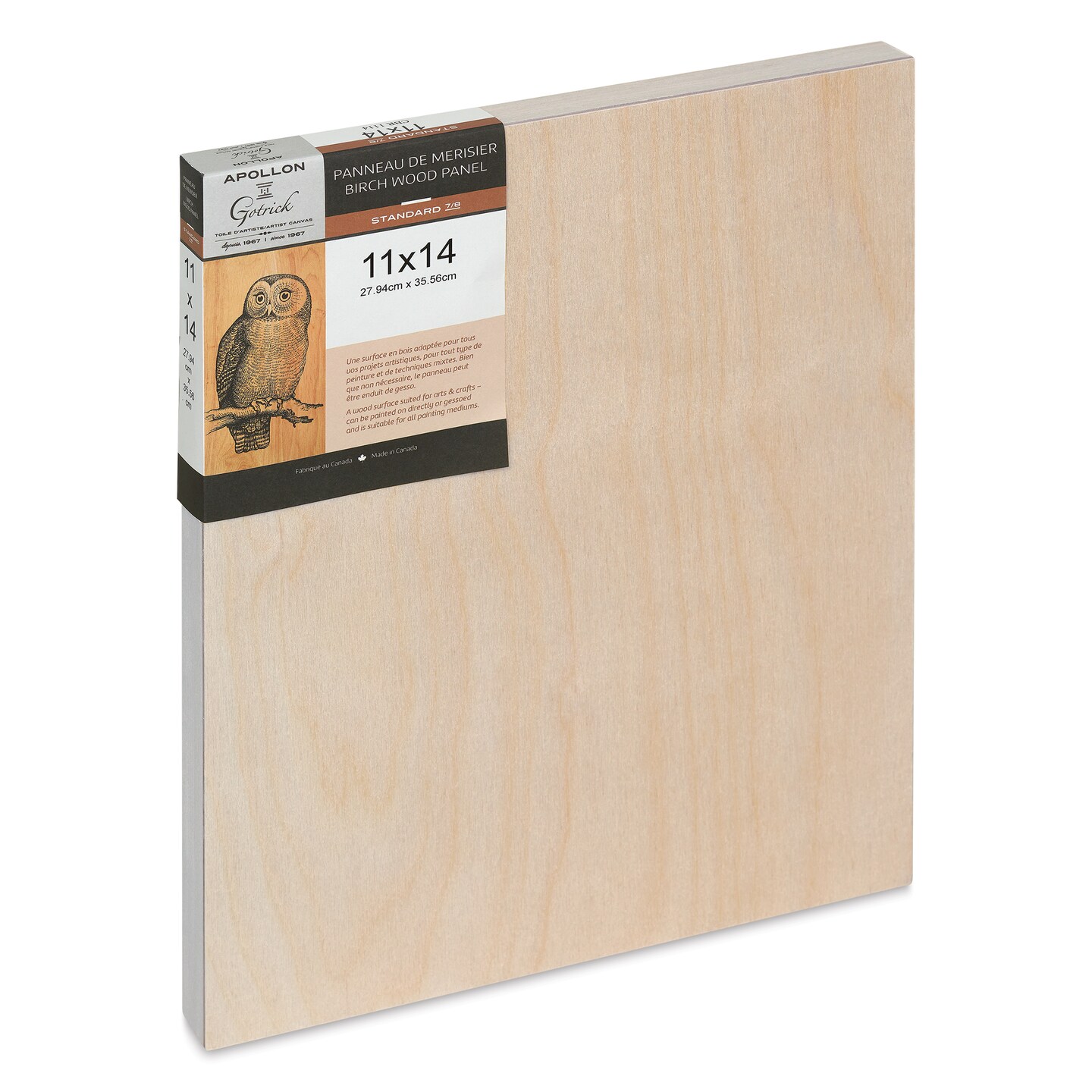 Apollon Gotrick Cradled Wood Panel - 11&#x22; x 14&#x22;, 7/8&#x22; Profile