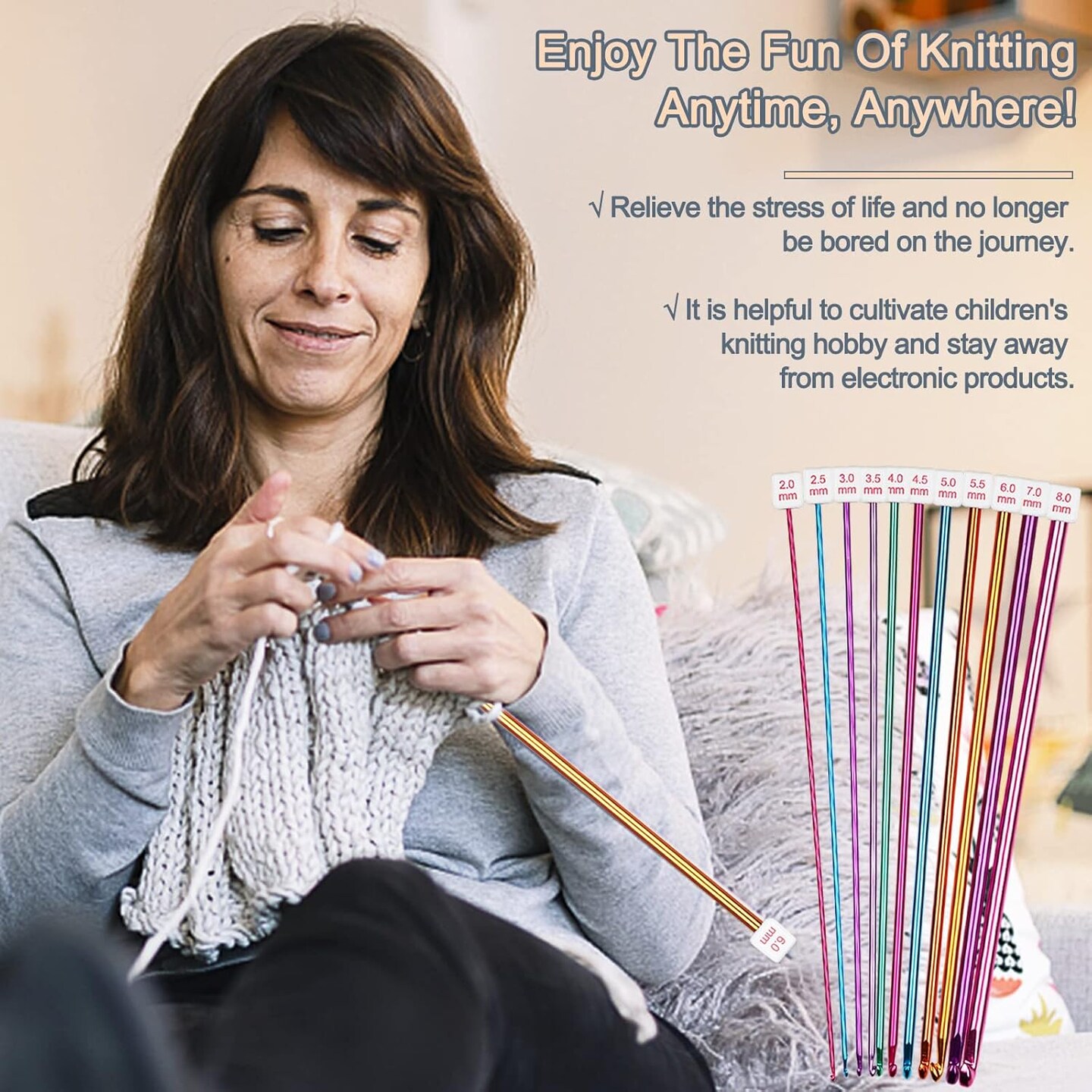 11pcs Tunisian Multicolor Afghan Crochet Needles