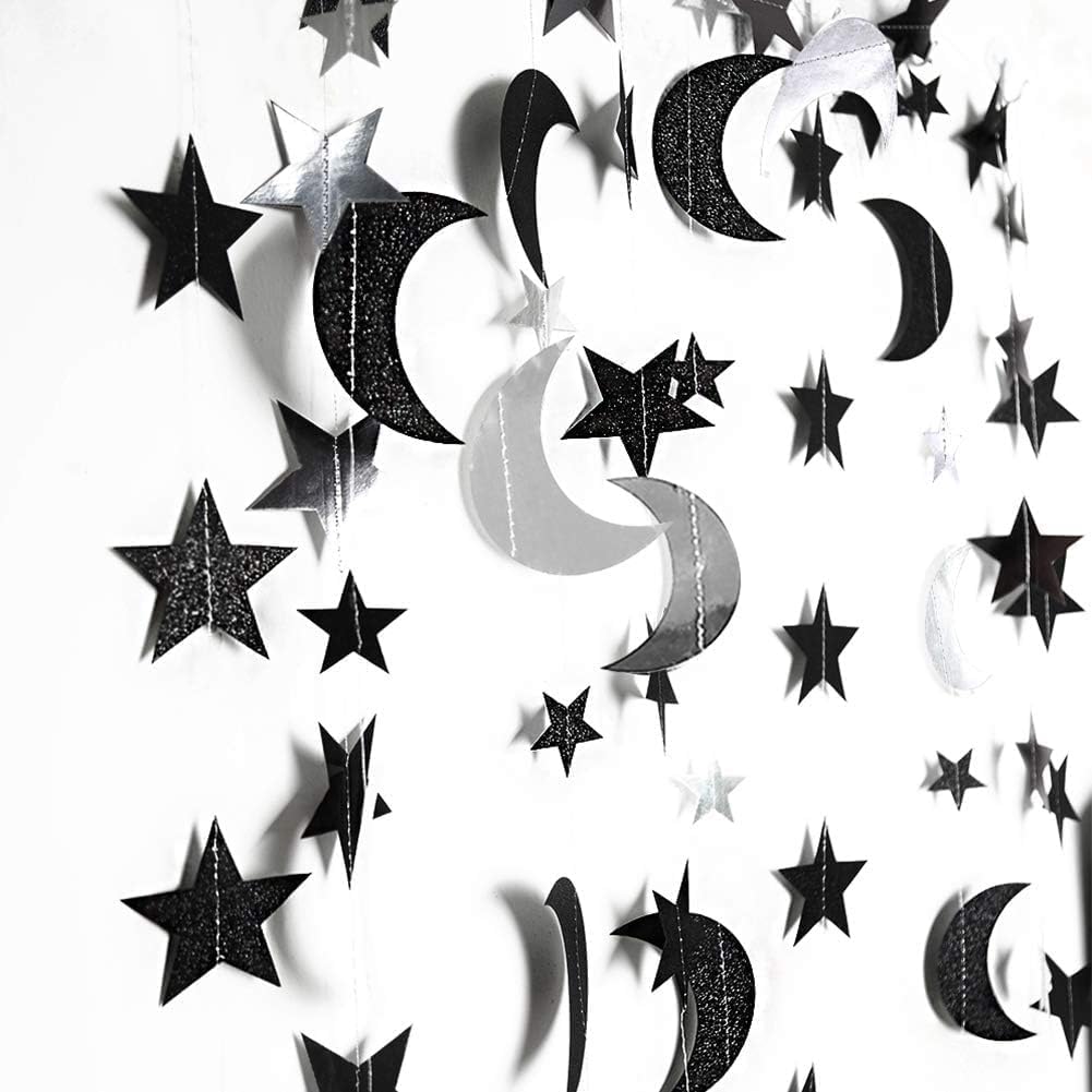 Black Silver Moon Decoration Star and Gothic Decor