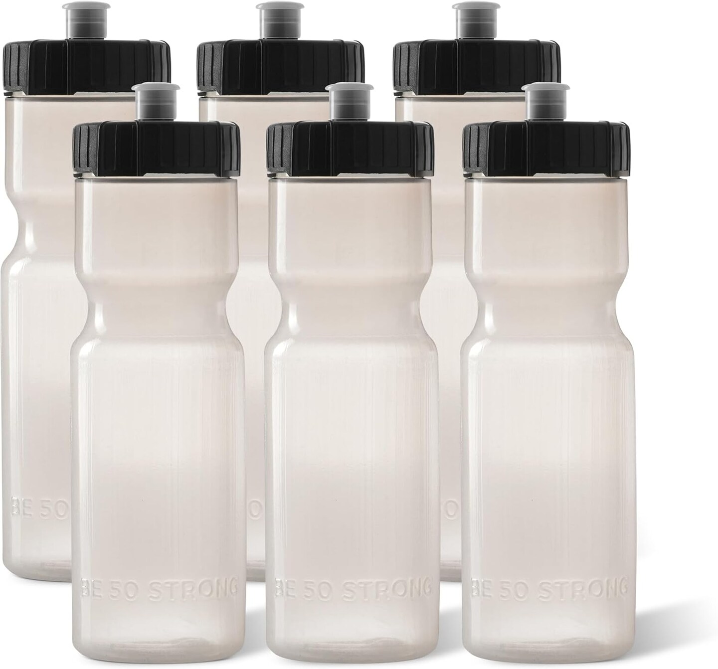 Sports Water Bottles – Reusable 22 oz BPA-Free Plastic Bottles (Clear)