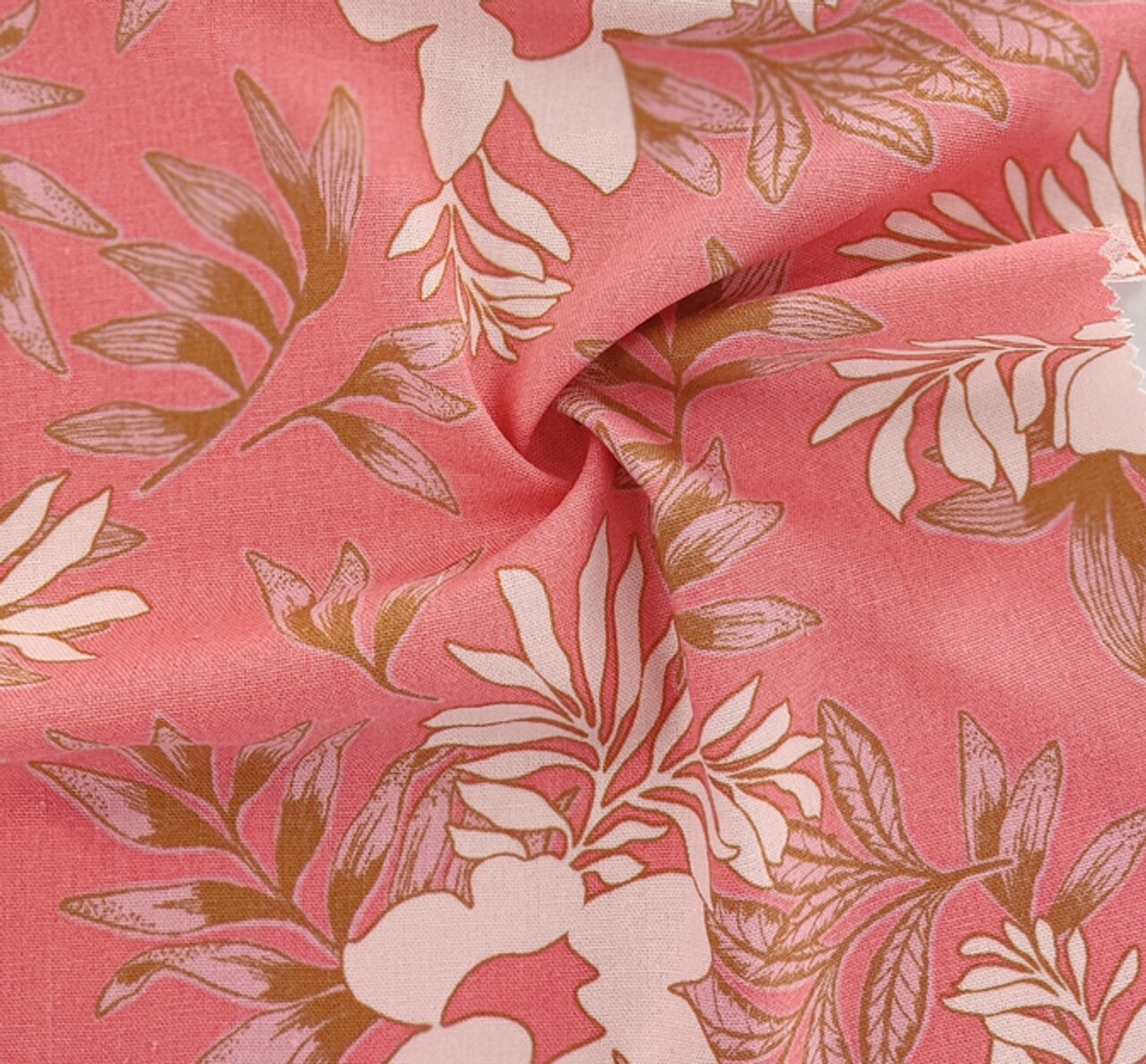 1 Yard Rayon Linen Blend Fabric Burnt Coral Color 51/53" Width Apparel Use