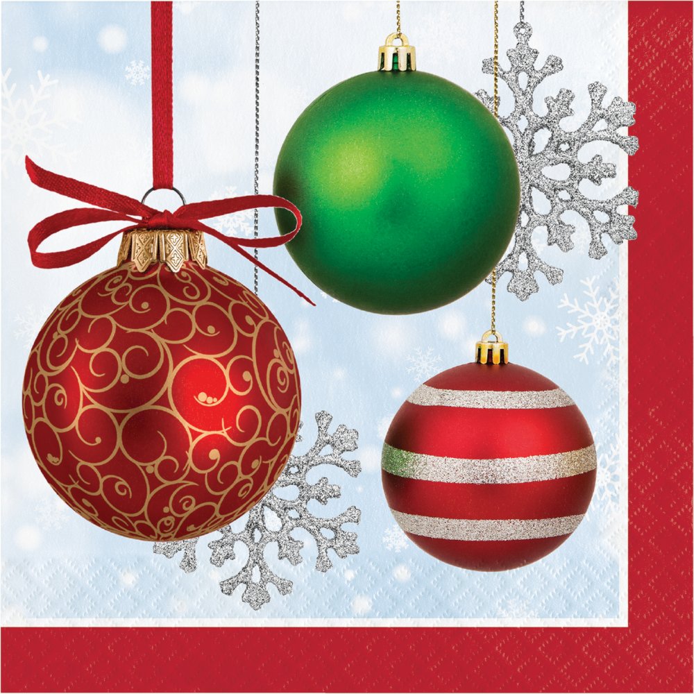 Bright Ornaments Holiday Paper Luncheon Napkins - 16ct