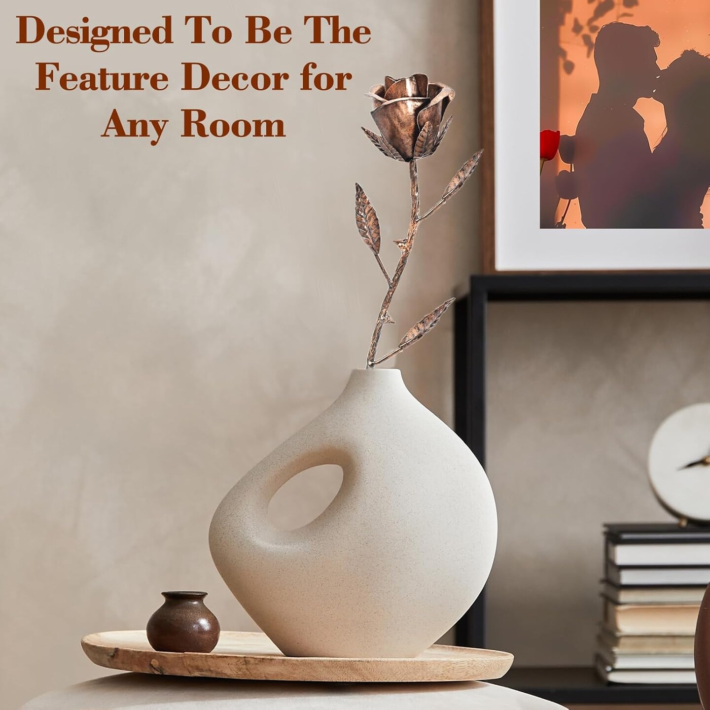 Metal Rose & Bronze Copper Rose Gifts (Copper) 3.5"D x 3.5"W x 11.5"H