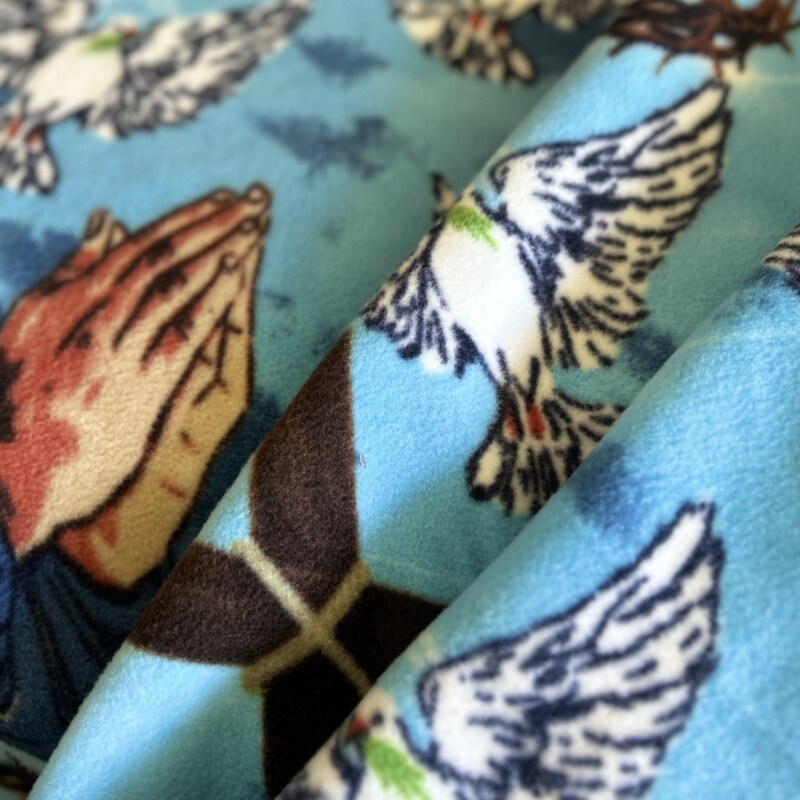 Holy Prayers for Peace Anti-Pill Premium No-Sew Throw Fleece Fabric Kit (50x60)