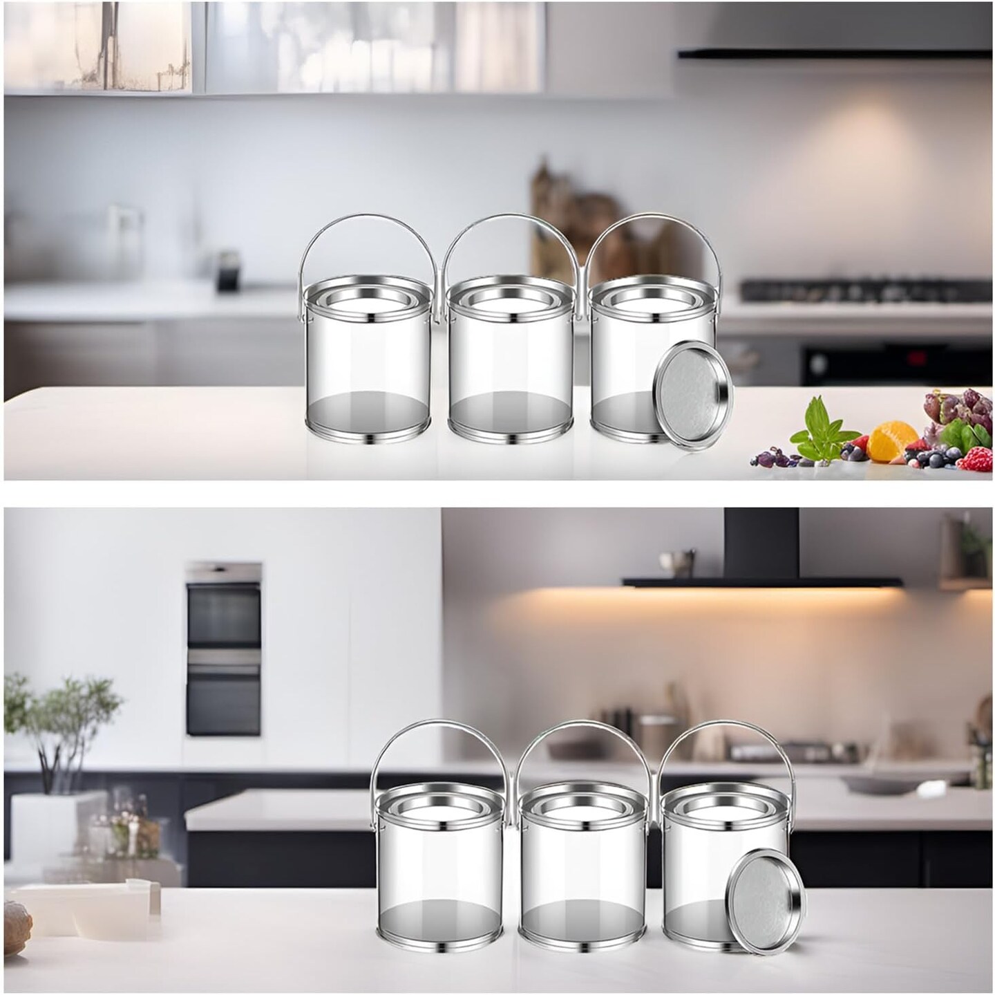 12 Pack Mini Clear Plastic Paint Cans with Metal Lids