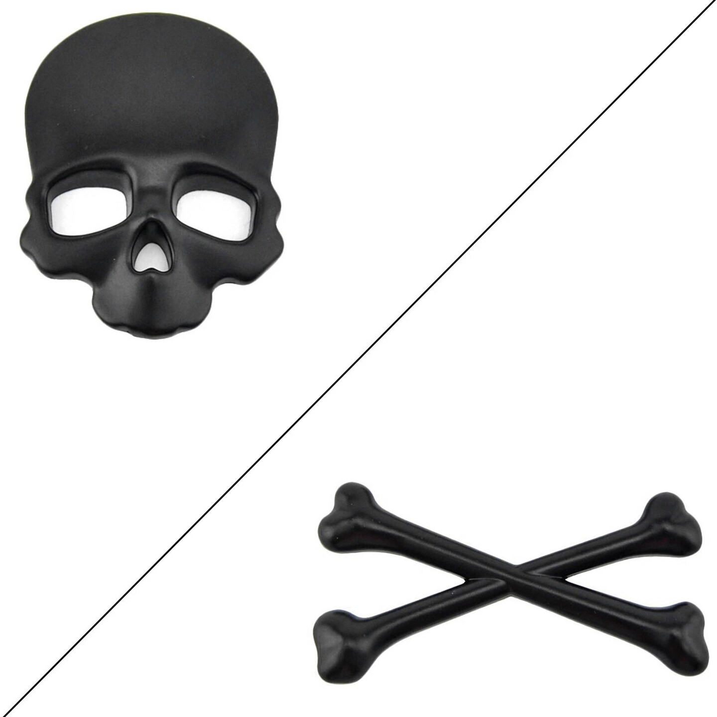 Matte Black 3D Crossbones Skull Sticker Skeleton Emblem Decal