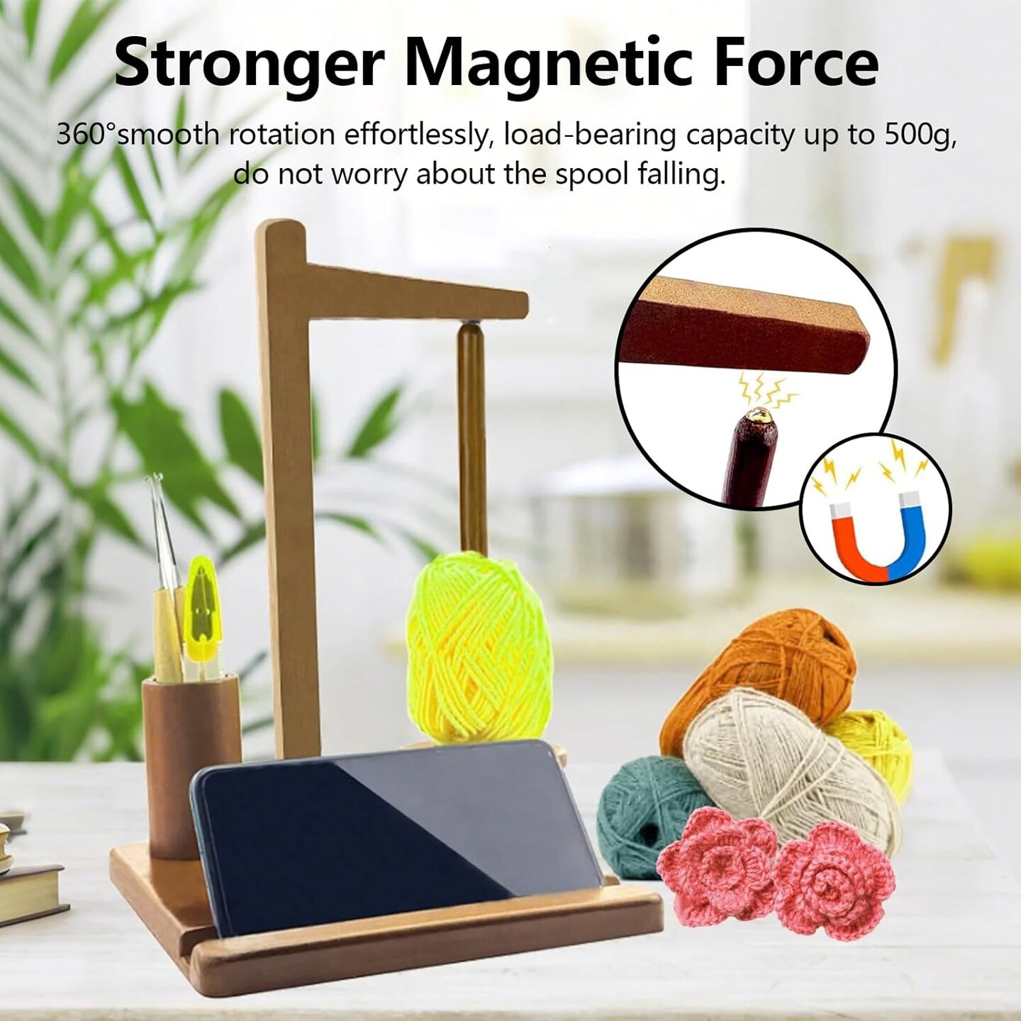Wooden Yarn Holder for Crocheting Knitting