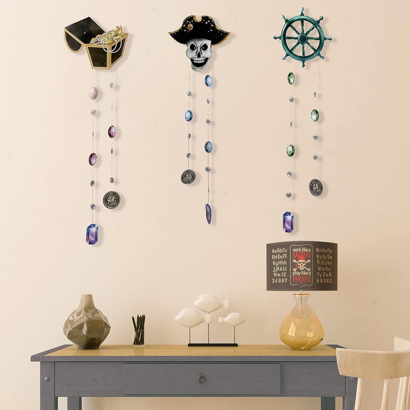 Pirate Garland for Party Decorations Halloween (6pcs. Skull Pirate Halloween Garland Kit)