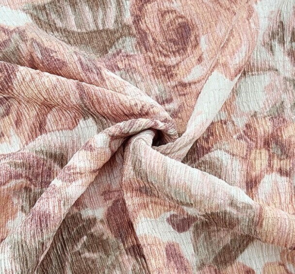 1 Yard Poly Bubble Stretch Fabric Coral 58/60" Wide Lightweight Woven with One-Way Stretch