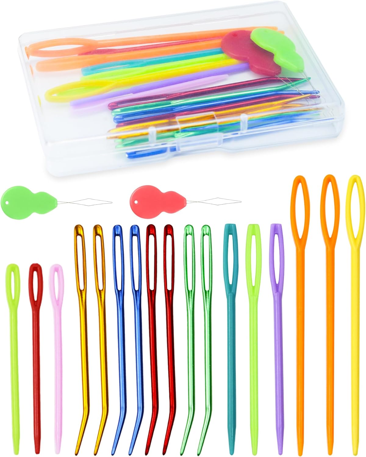 19 Pcs Yarn Needles Set Assorted Yarn Needles Bent Tapestry (Colorful 19PCS)