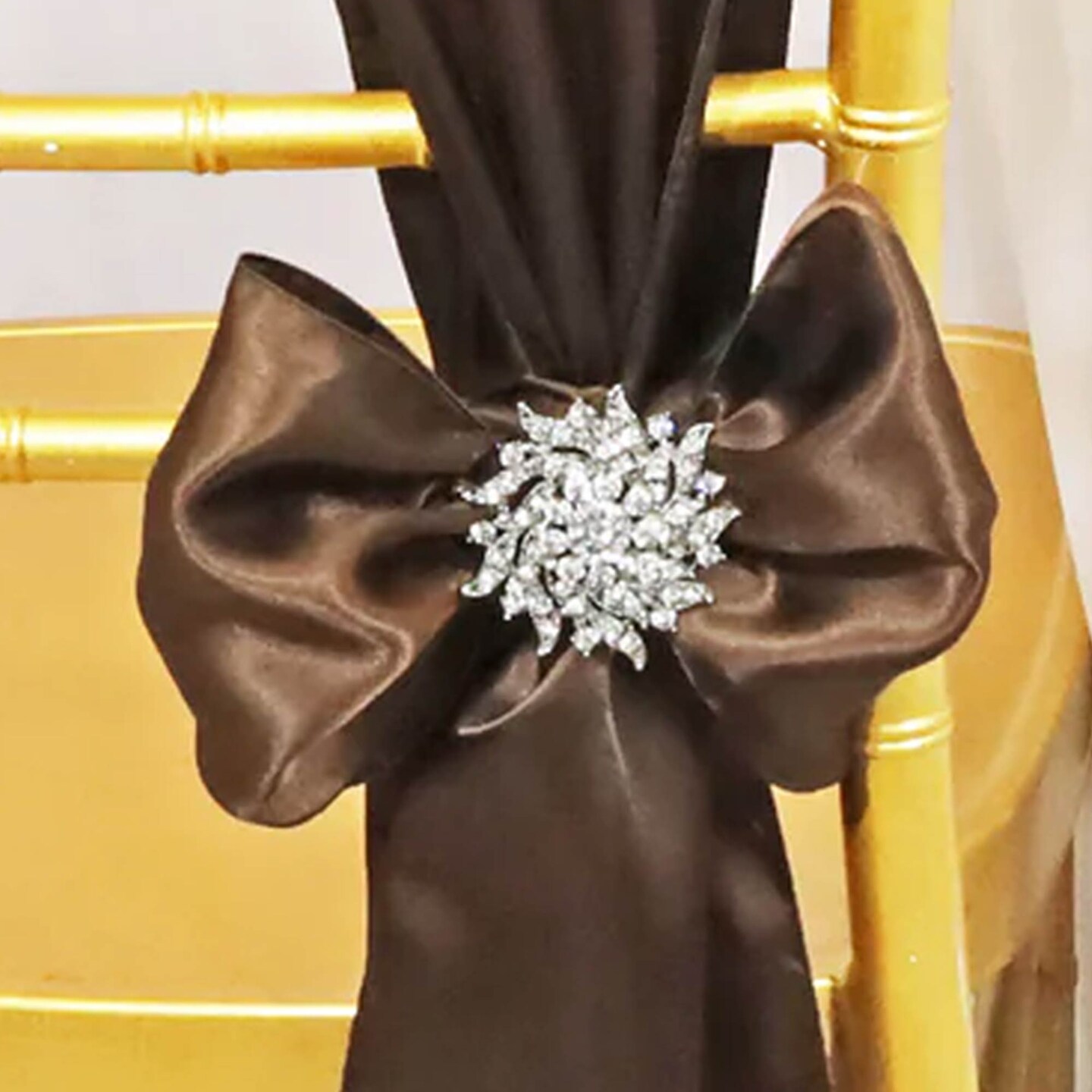 10 Pieces Chocolate Satin Chair Sashes 8"x108" Rich Brown Decor Wraps