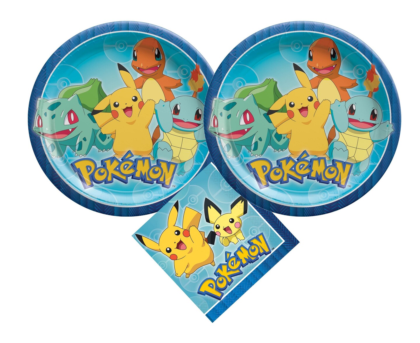 Amscan Pokémon Party Supplies Bundle with Plates and Napkins for 16 Guests