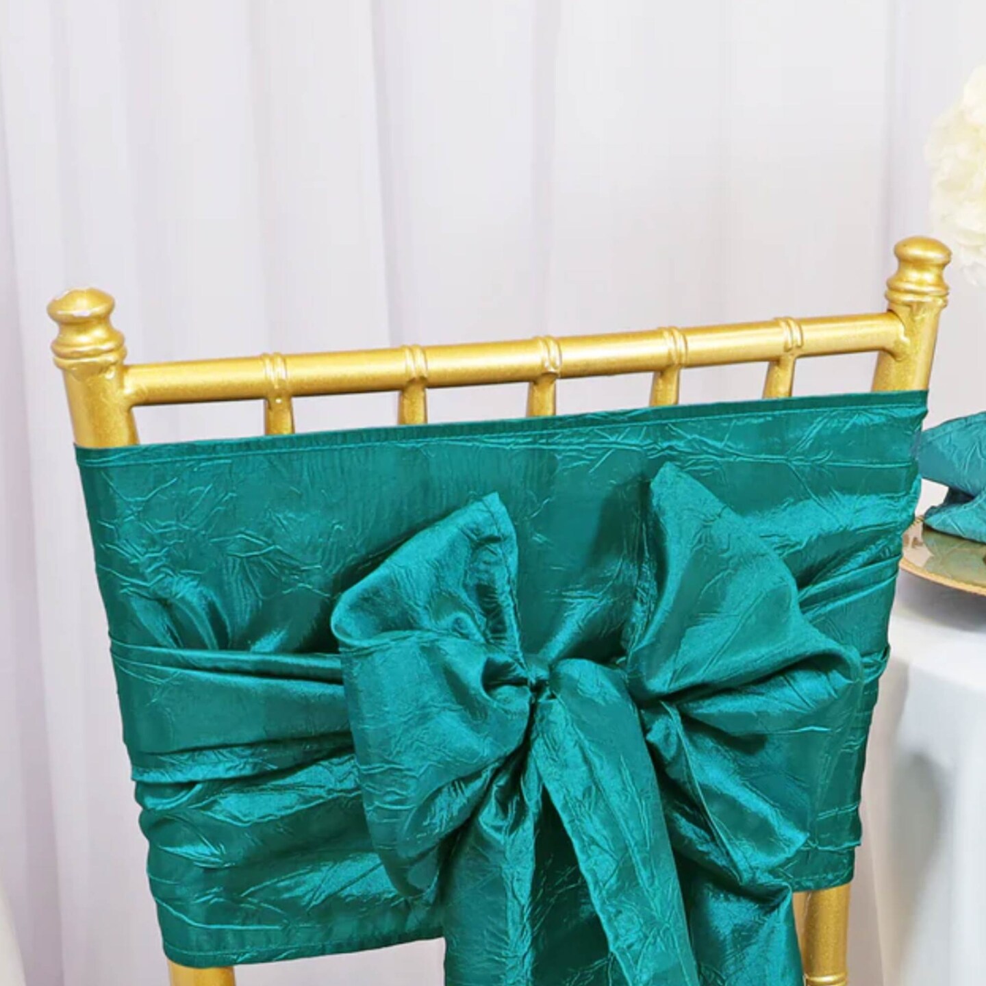 10 Pieces Crushed Taffeta Chair Sashes 9.5 x 108 inches Oasis Serene Glow