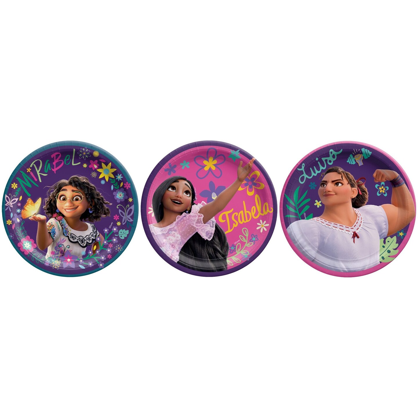 Disney Encanto Assorted 7" Round Paper Cake Plates with Mirabel, Isabela, & Luisa - 8ct