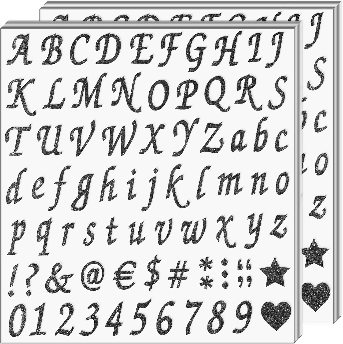 20 Sheets Letters Stickers Self Adhesive Letter Alphabet Number Stickers (Black,1 Inch) 8.45 x 8 x 0.01 inches
