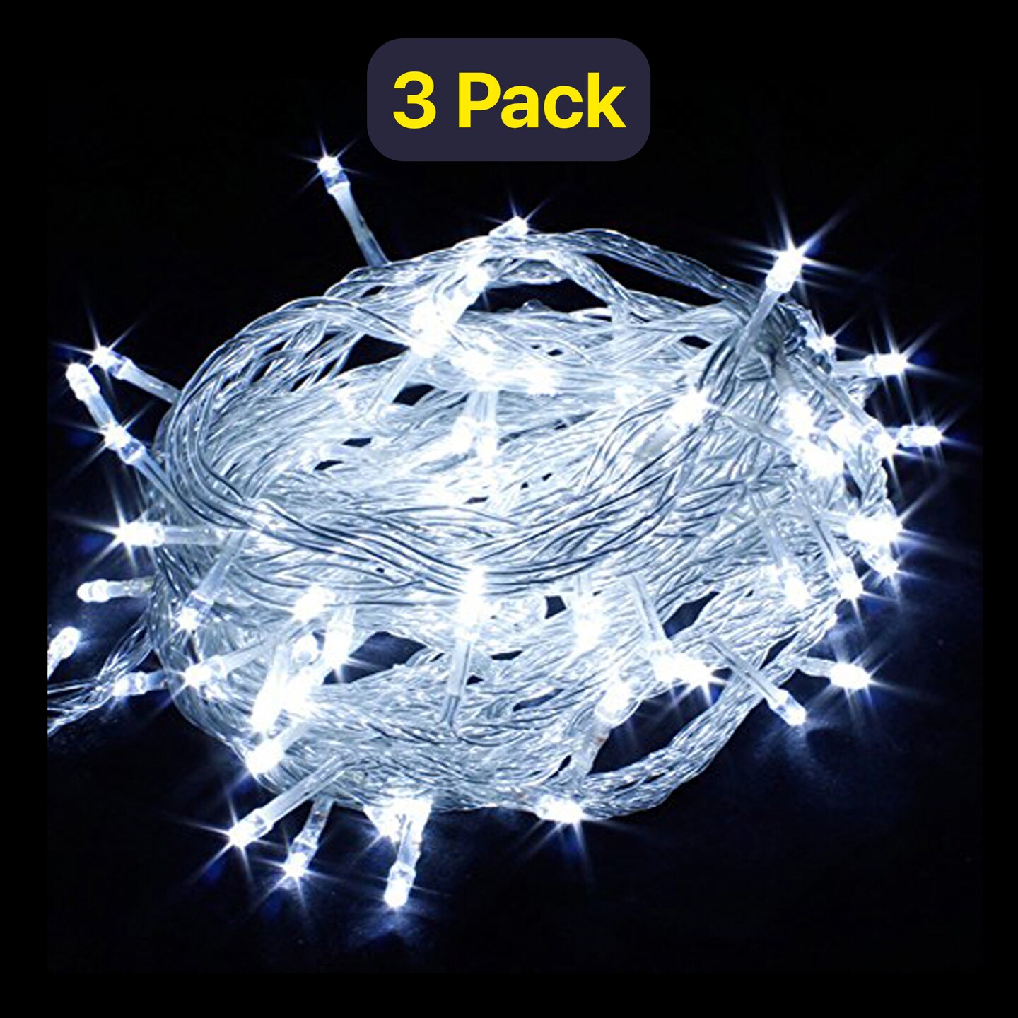 200 LED Hanging Curtain Lights — White, 8 Twinkle Modes, Indoor/Outdoor