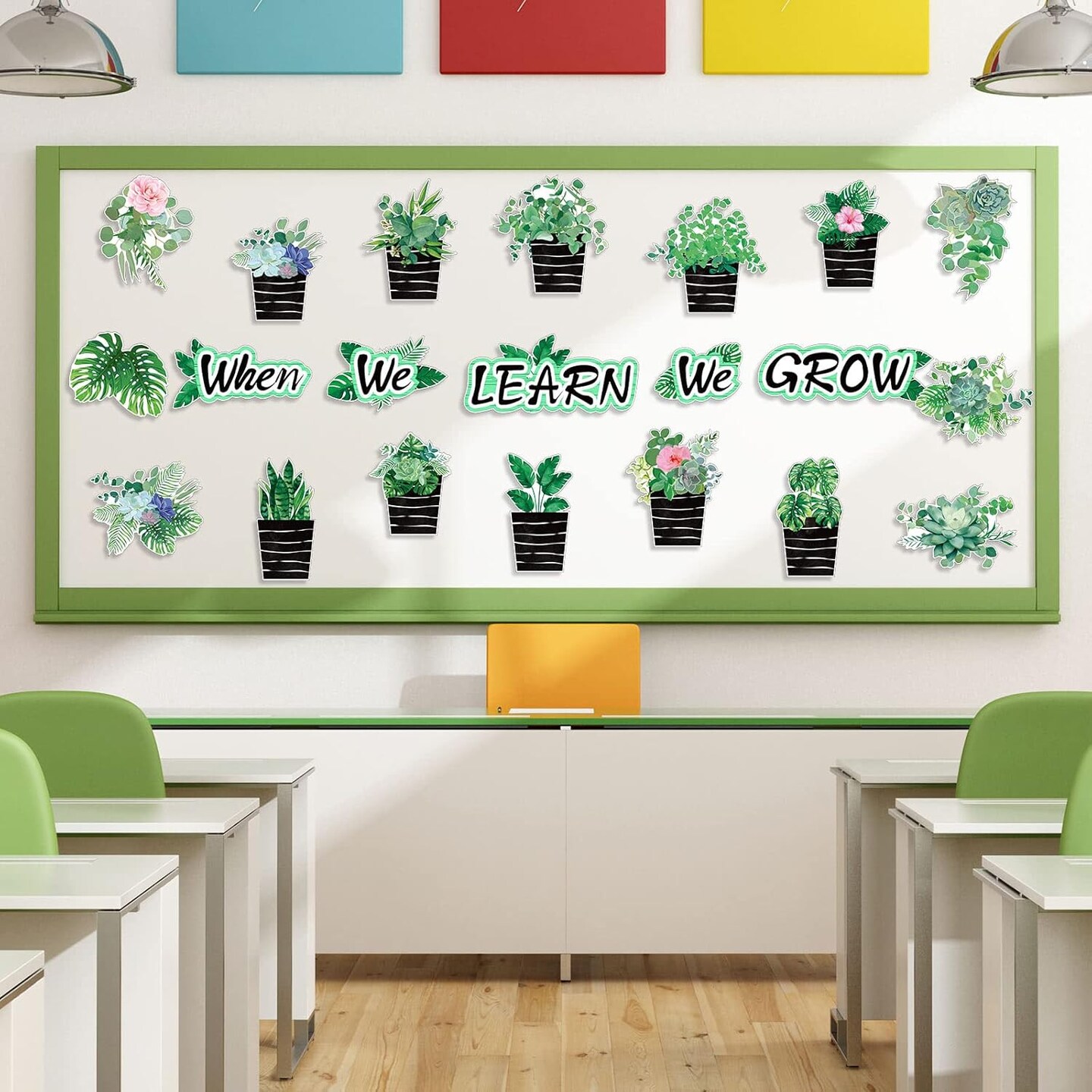 58 Pcs Succulent Potted Plant Bulletin Board Decoration with 120 Pcs Glue Points