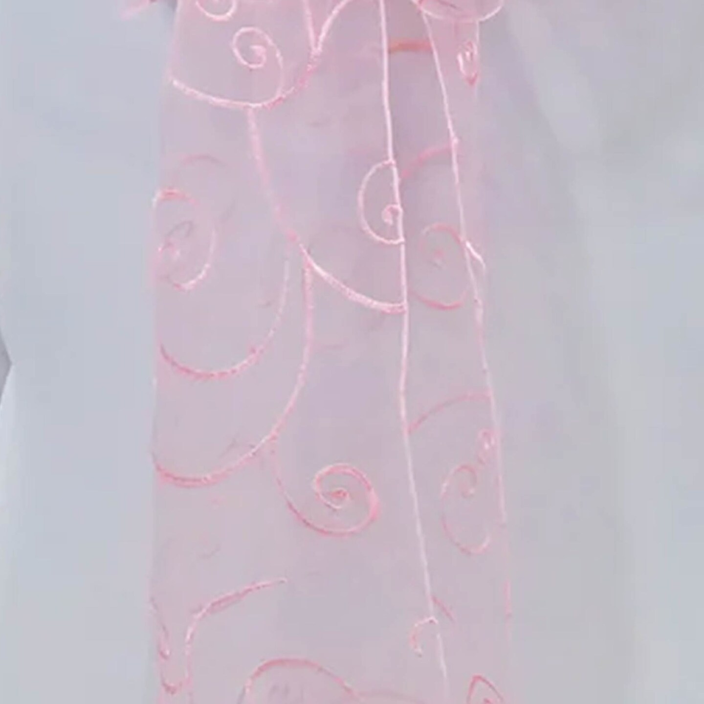 10 Pieces Pink Embroidered Organza Chair Sashes 8"x108" Elegant Event Decoration