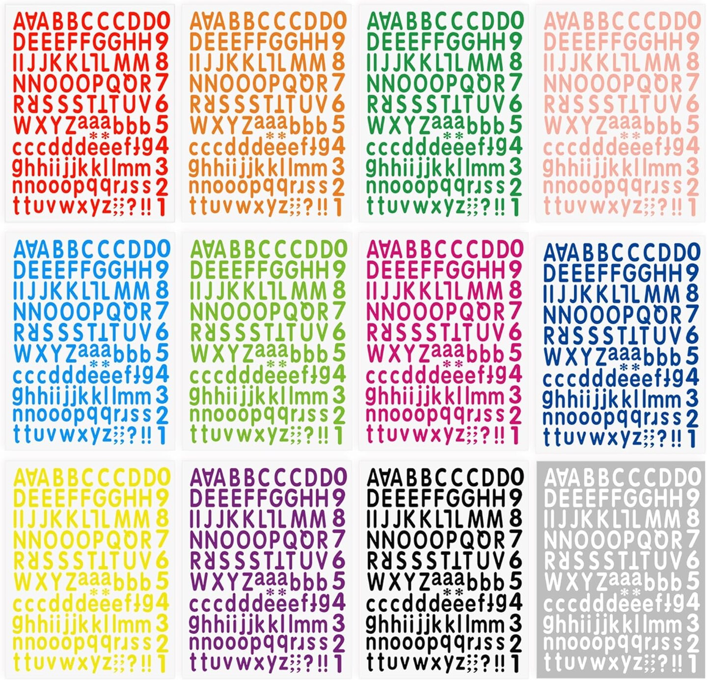 3024 Letter Stickers 24 Sheets Alphabet Number (Colorful) 9 x 7 x 0.2 inches
