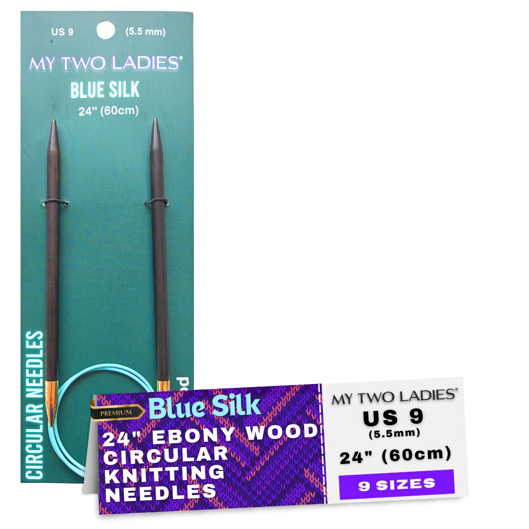 Blue Silk | 24" Circular Knitting Needles | Ebony | 9 Sizes