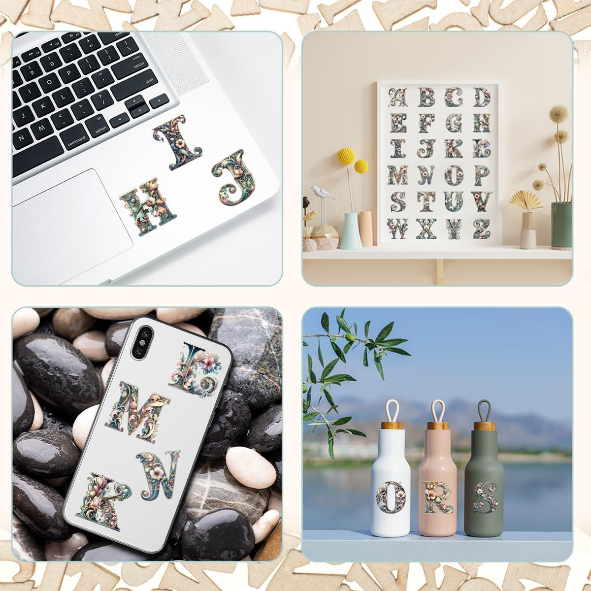 20 Sheets Letter UV DTF Cup Wraps Transfer Stickers