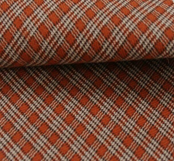 1 Yard Orange or Brown Stretch Plaid Apparel Fabric, 44/45&#x22; Wide, Medium Weight
