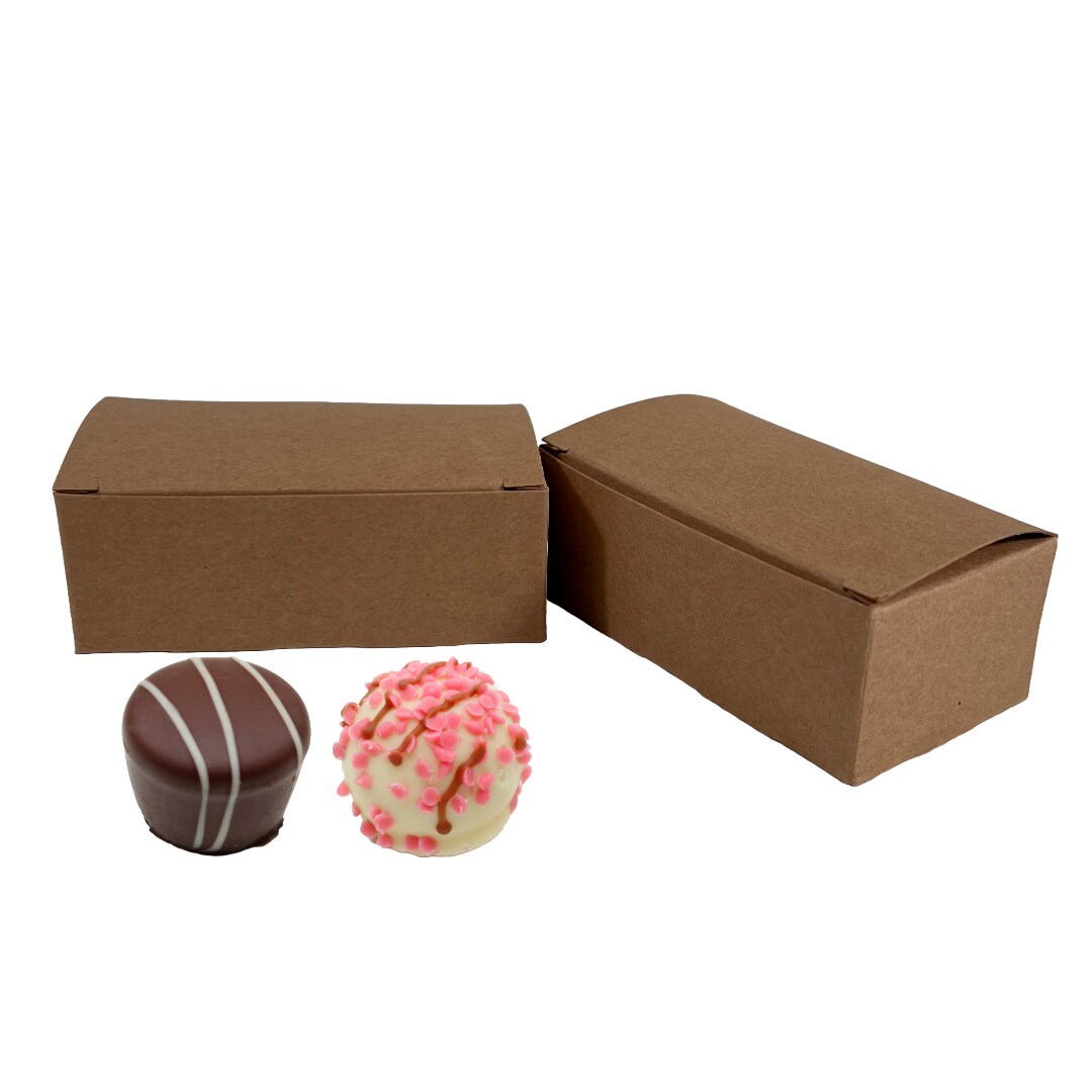 Made in USA - 50 Boxes - 2 Truffle Wedding Favor Kraft (chocolate box) - Fillable (empty) - 3-9/16&#x22; x 2-1/16&#x22; x 1-5/16&#x22; - Food Safe