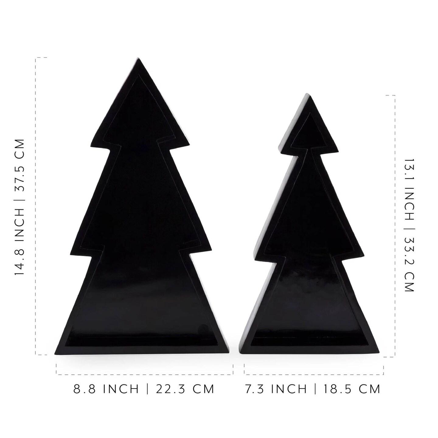 Wooden Christmas Tree Trays 2ct Nested Rustic Farmhouse Decor
