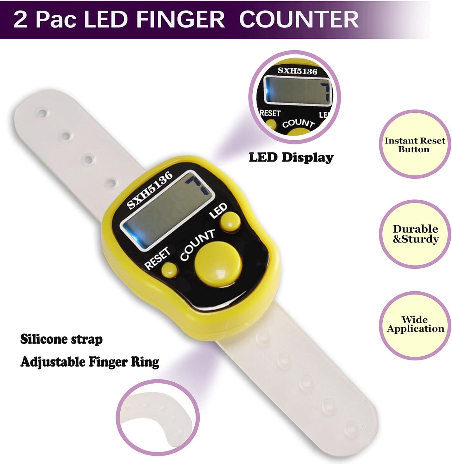 Stitch Counters 2 Pcs LED Digital Row Counter (Various Bright Colors)