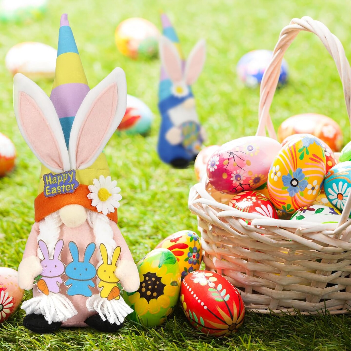 Easter Decorations - Bunny Gnomes Decorations for Home, Indoor, Tiered Tray, Office, Desk - Easter Decor - Spring Stuffed Rabbit Animal Figurines Centerpiece Table Decor