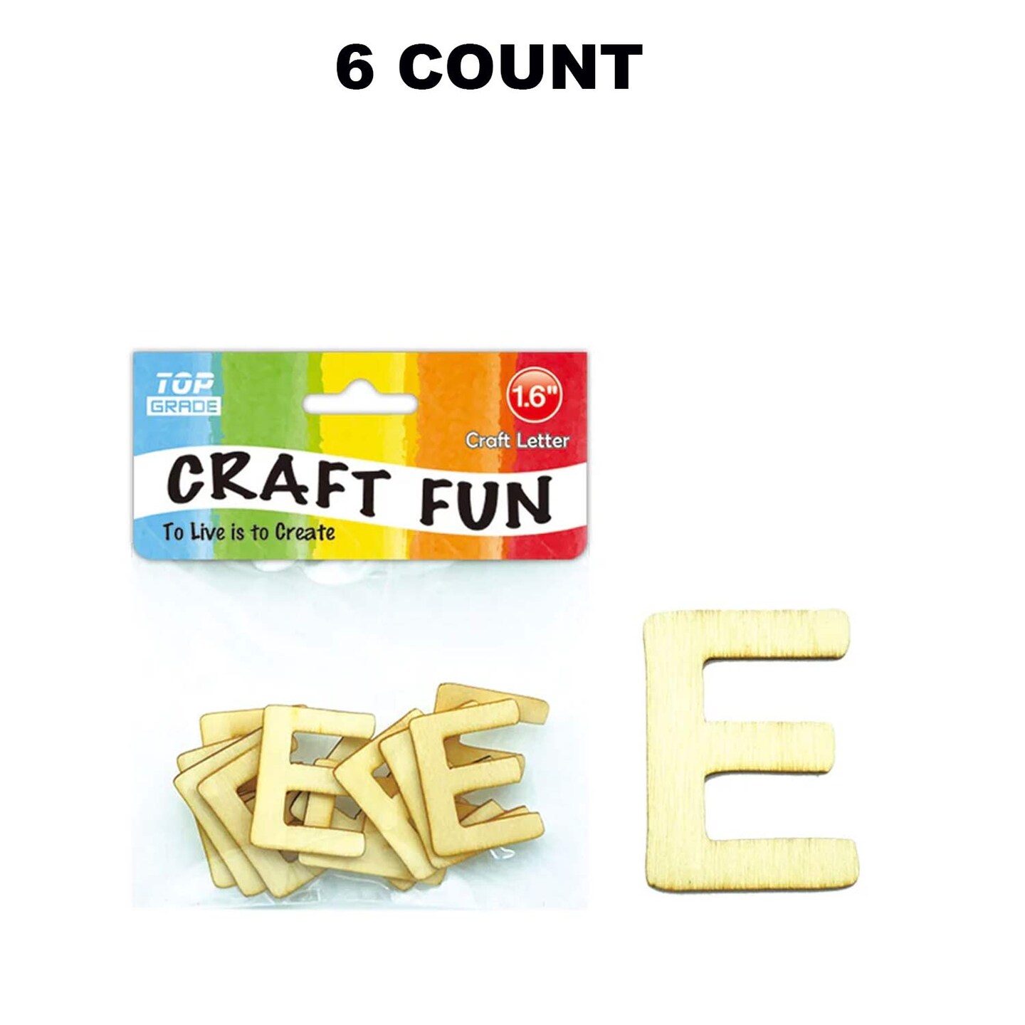 Wooden Craft Letter E 1.6 Inch 12Ct