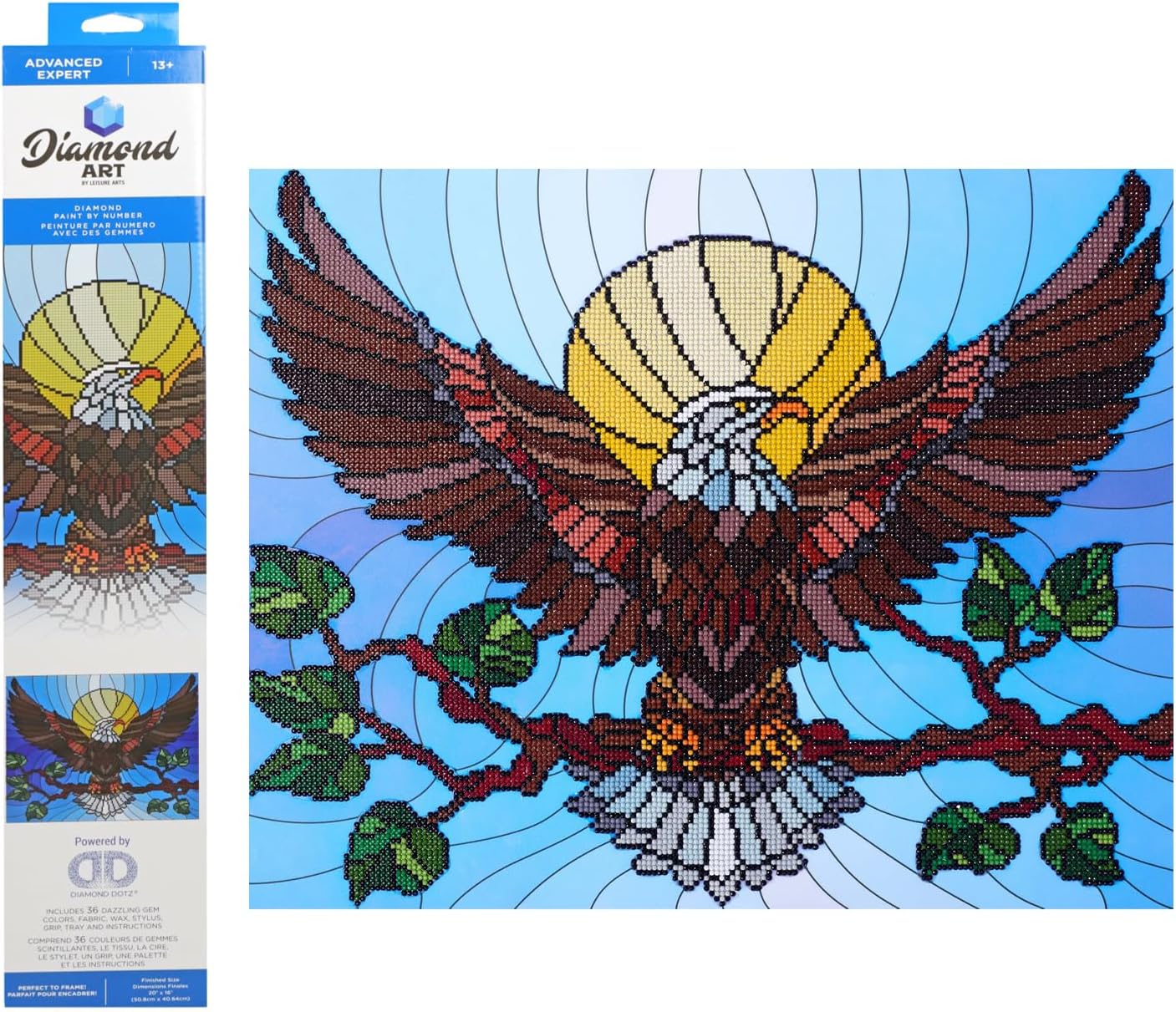 Diamond Painting Kits for Adults 16&#x22;X20&#x22; Advanced Stain Glass Eagle, Full Drill, Art Kits, Dimond Art, for Adults, Kit