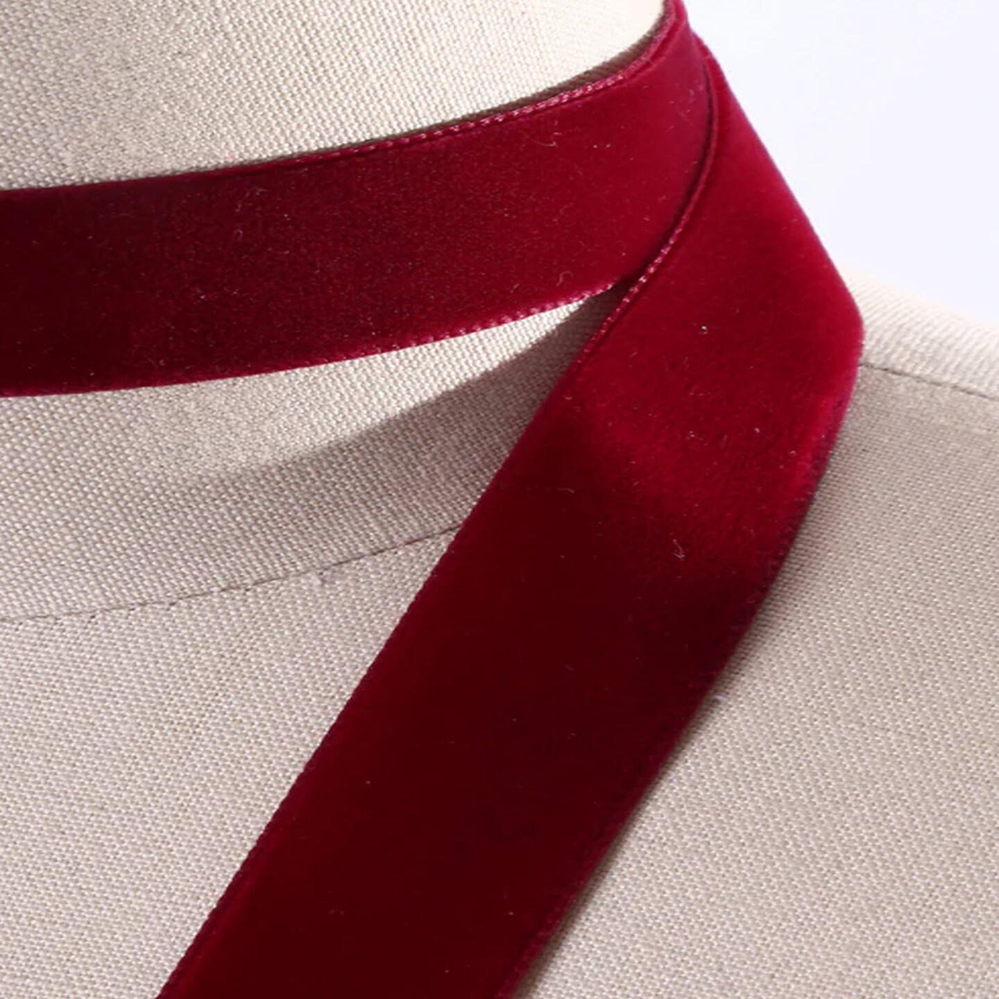 1 Yard Burgundy Velvet Ribbon Trim Non Stretch for Sewing and Craft Projects