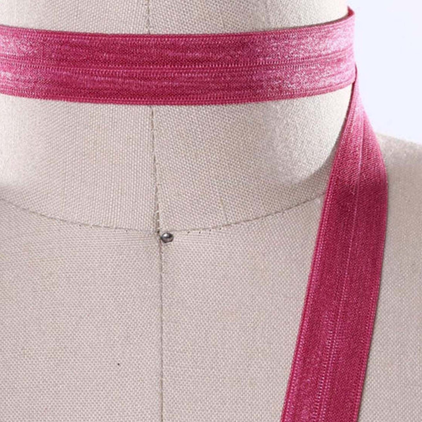 5/8&#x22; Magenta Fold Over Elastic Trim Soft Stretch Sewing Ribbon 3 Yards