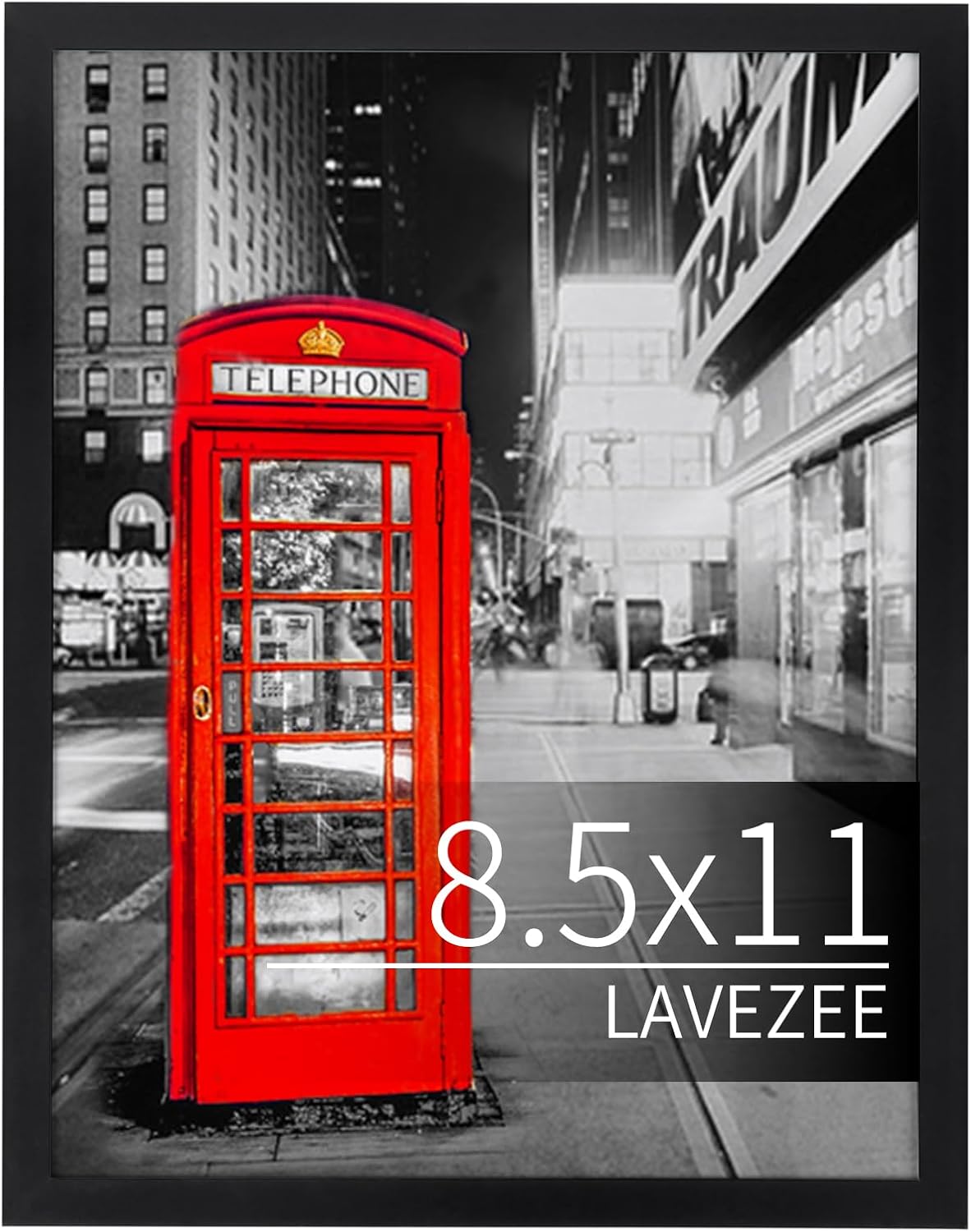 8.5x11 Picture Frame Black Display 8.5 x 11 Inch Certificate Photo Poster, Horizontal and Vertical Formats for Wall or Tabletop, 1 Pack