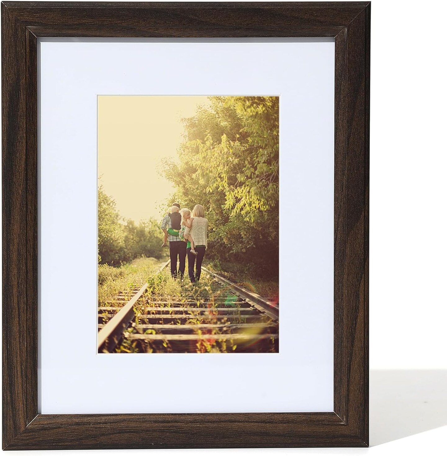 12x16 Picture Frame in Walnut- Use as 8.5x11 certificate frame with Mat or 12x16 Frame Without Mat -Modern Style Wood Composite Frame, with Tempered Glass - diploma frame Formats for Wall