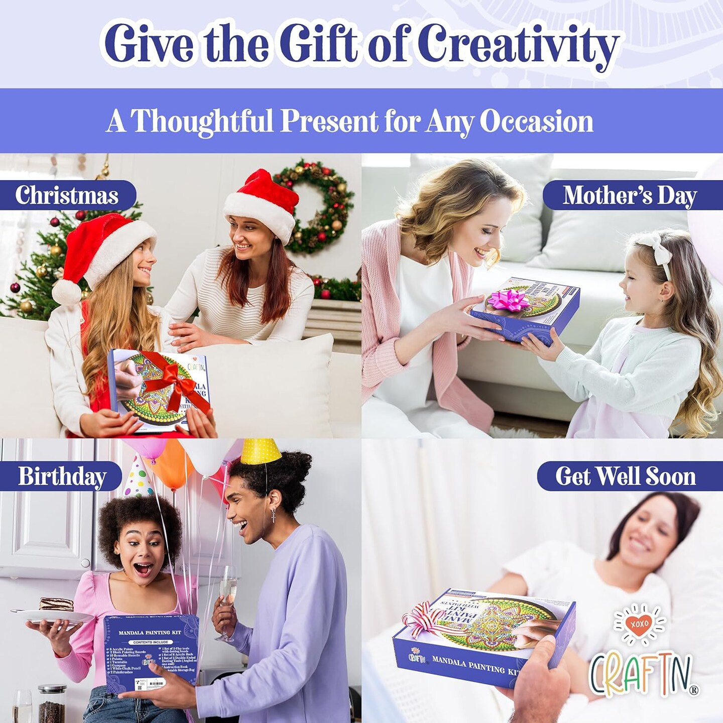 Complete Beginner's Mandala Painting 46 Piece Kit with Acrylic Paints, Reusable Stencils and Dotting Tools. Fun Rock Art & DIY Craft Project. Starter Activity Pack and Gift for Teens, and Adults