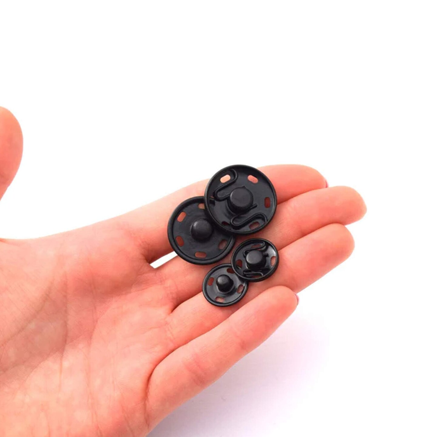 12 Pieces Black Sew On Metal Snap Buttons Two-Part Closure 5/16 Inch