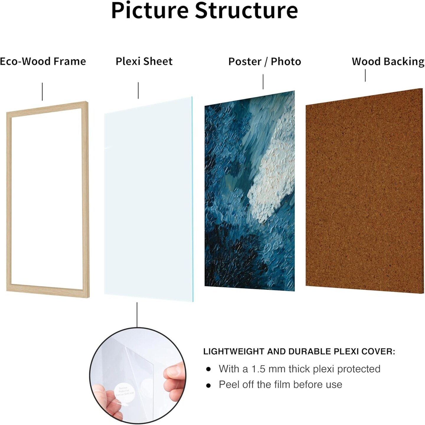 8.5 x 11 Picture frame, Set of 2 Photo Frame, Certificate Frame with Clear Plexiglass, Diploma Frame for Wall and Tabletop Horizontal or Vertical Display (Natural)