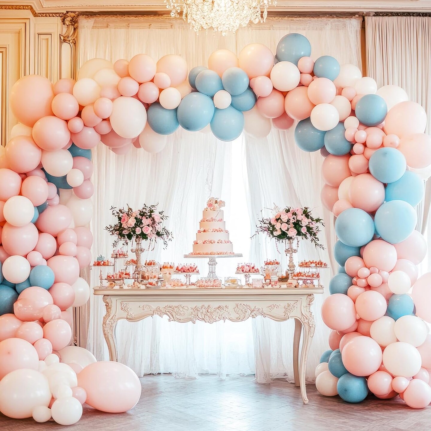 Pastel Blue Balloons Different Sizes 105pcs 5/10/12/18 Inch for Garland Arch, Light Blue Latex Balloons for Party Decorations