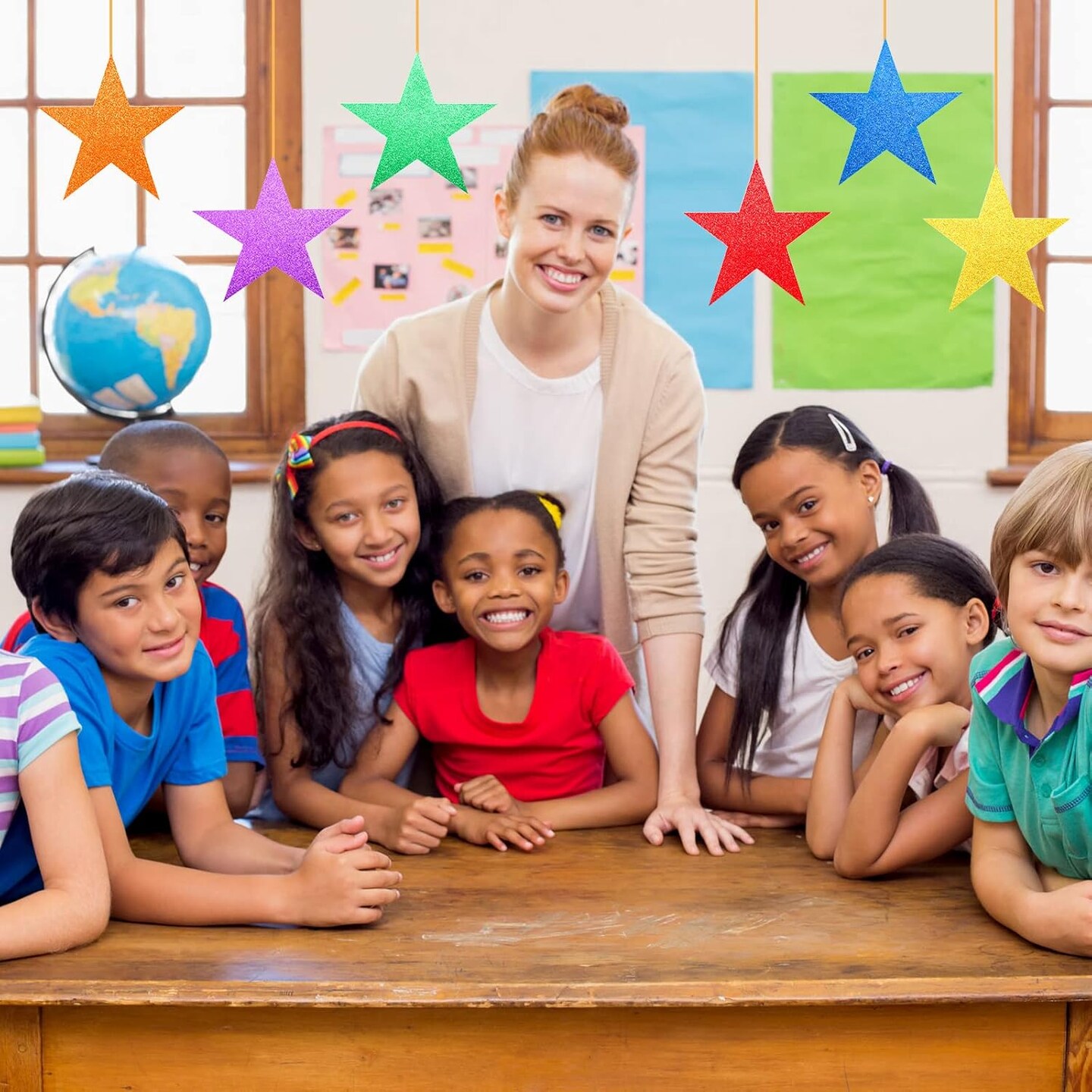 80 Pieces Glitter Star Cutouts Paper Star Confetti Cutouts for Bulletin Board Classroom Wall Party Decoration Supply