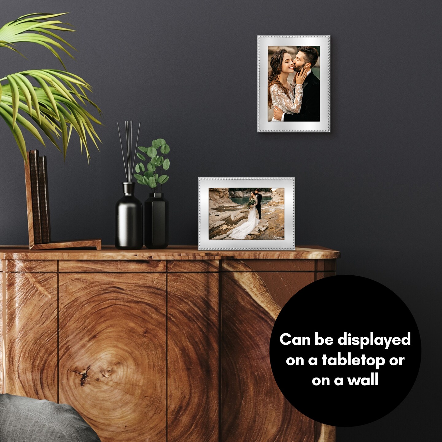 Americanflat Silver Metal Picture Frame with Beaded-Style Detailing - Beaded Picture Frame with Shatter-Resistant Glass - Elegant Gallery Style Frames for Tabletop or Wall Display