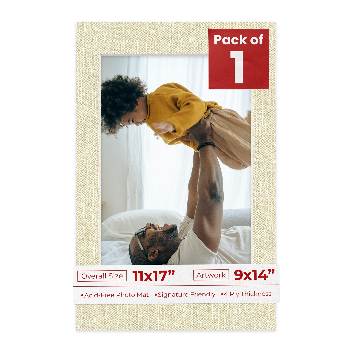 Off White Canvas Mat Board for 11x17 Frames - Fits 9x14 Photos