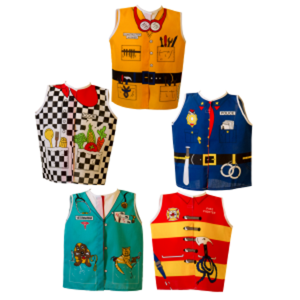 Toddler Career Costumes Set, Community Helper Vests, Assorted Styles, 5 Pack