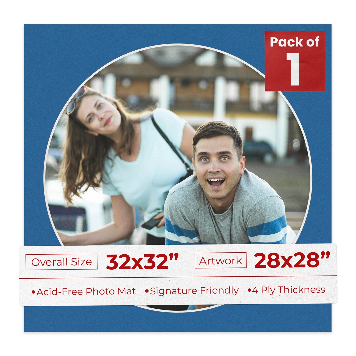 Royal Blue Mat Board for 32x32 Frames - Circle Opening for 28x28 Photos ...